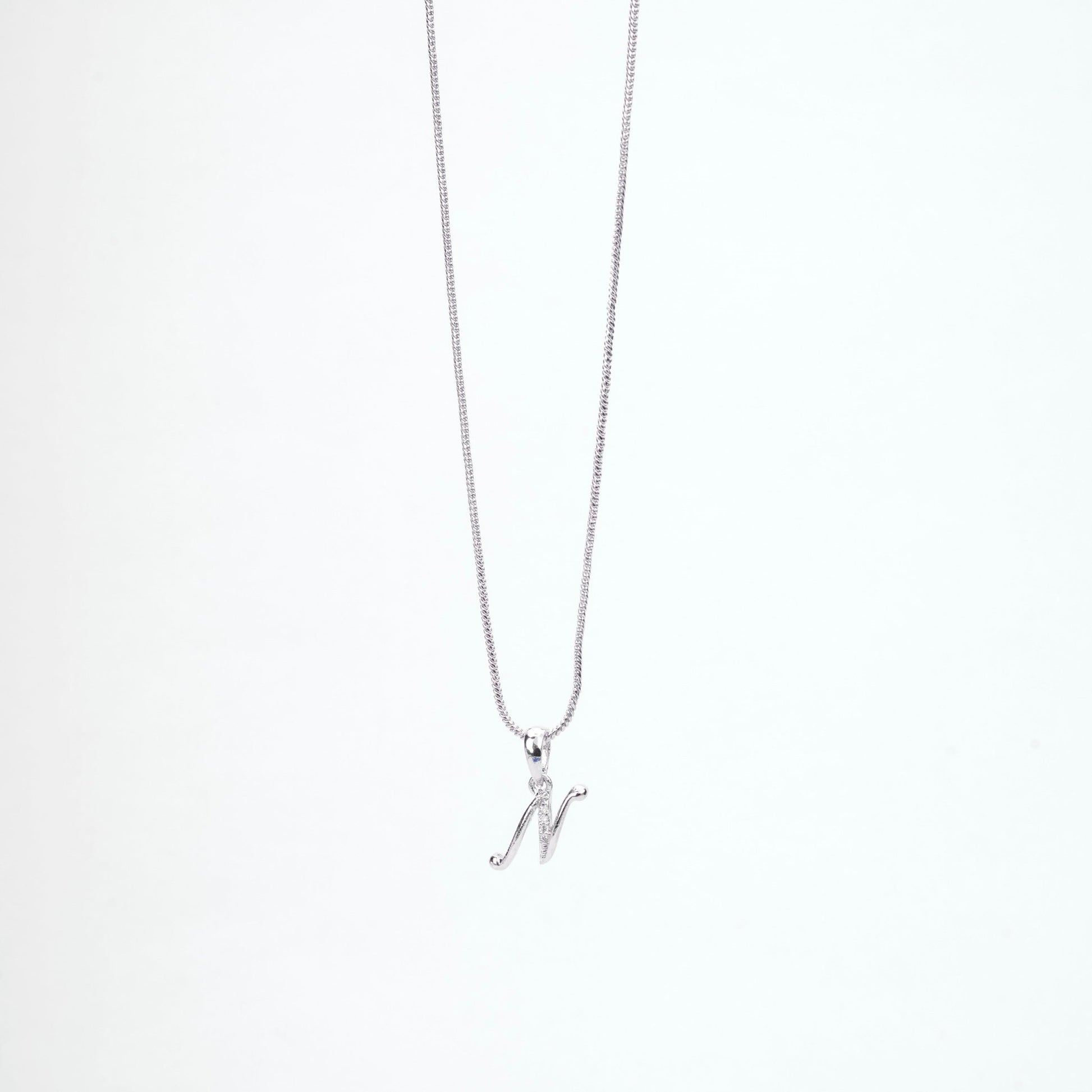 Opal Touch - Alphabet N Rhodium Locket with Chain (18") - Locket Set