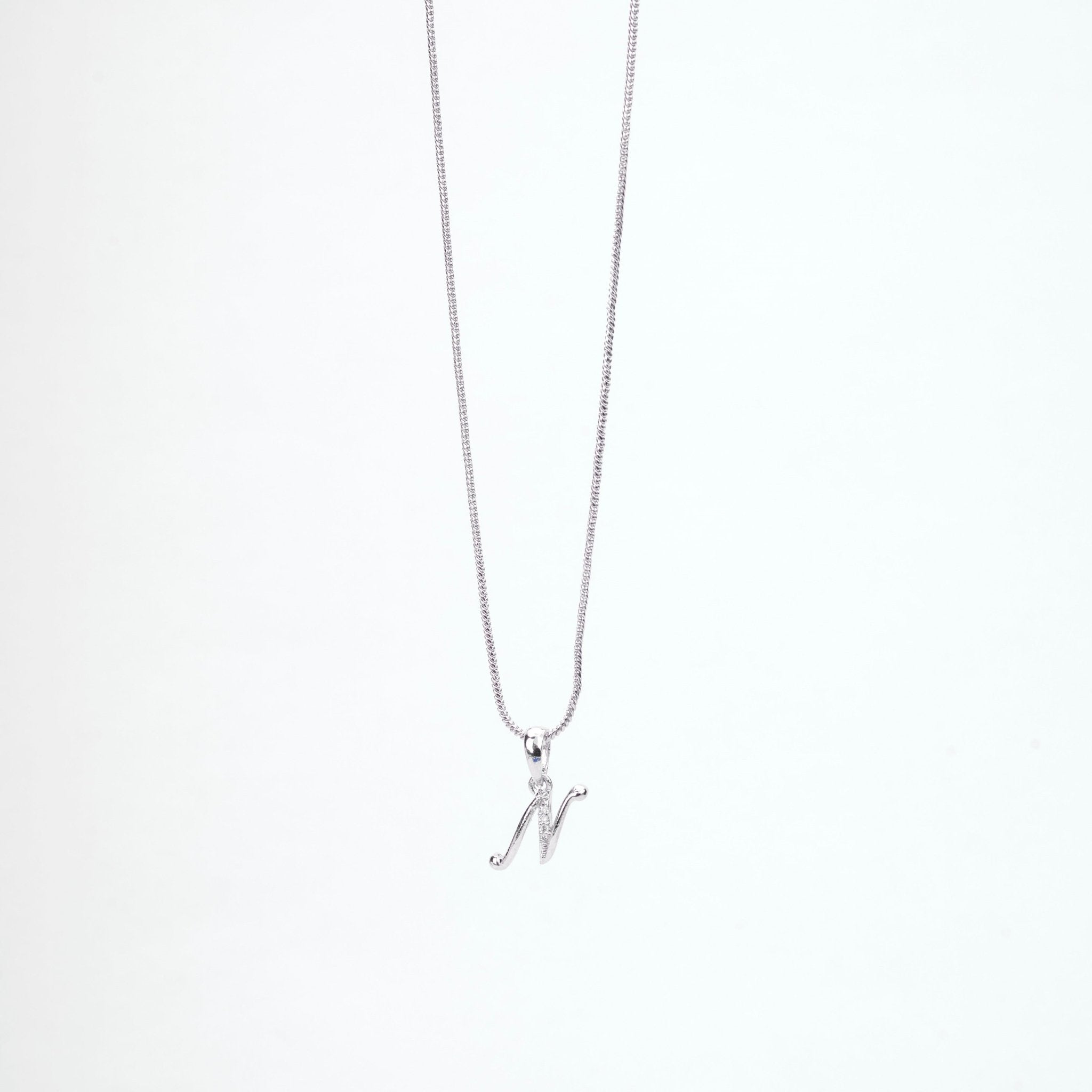 Opal Touch - Alphabet N Rhodium Locket with Chain (18
