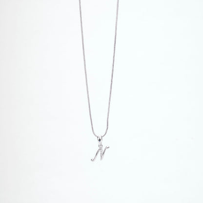 Opal Touch - Alphabet N Rhodium Locket with Chain (18") - Locket Set