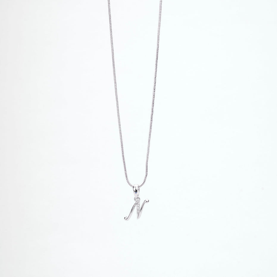 Opal Touch - Alphabet N Rhodium Locket with Chain (18") - Locket Set