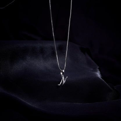 Opal Touch - Alphabet N Rhodium Locket with Chain (18") - Locket Set