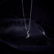 Opal Touch - Alphabet N Rhodium Locket with Chain (18") - Locket Set