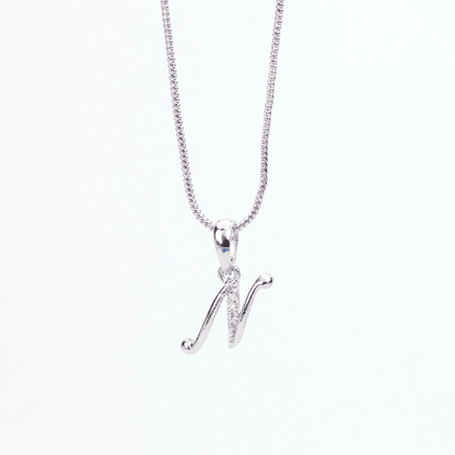 Opal Touch - Alphabet N Rhodium Locket with Chain (18") - Locket Set