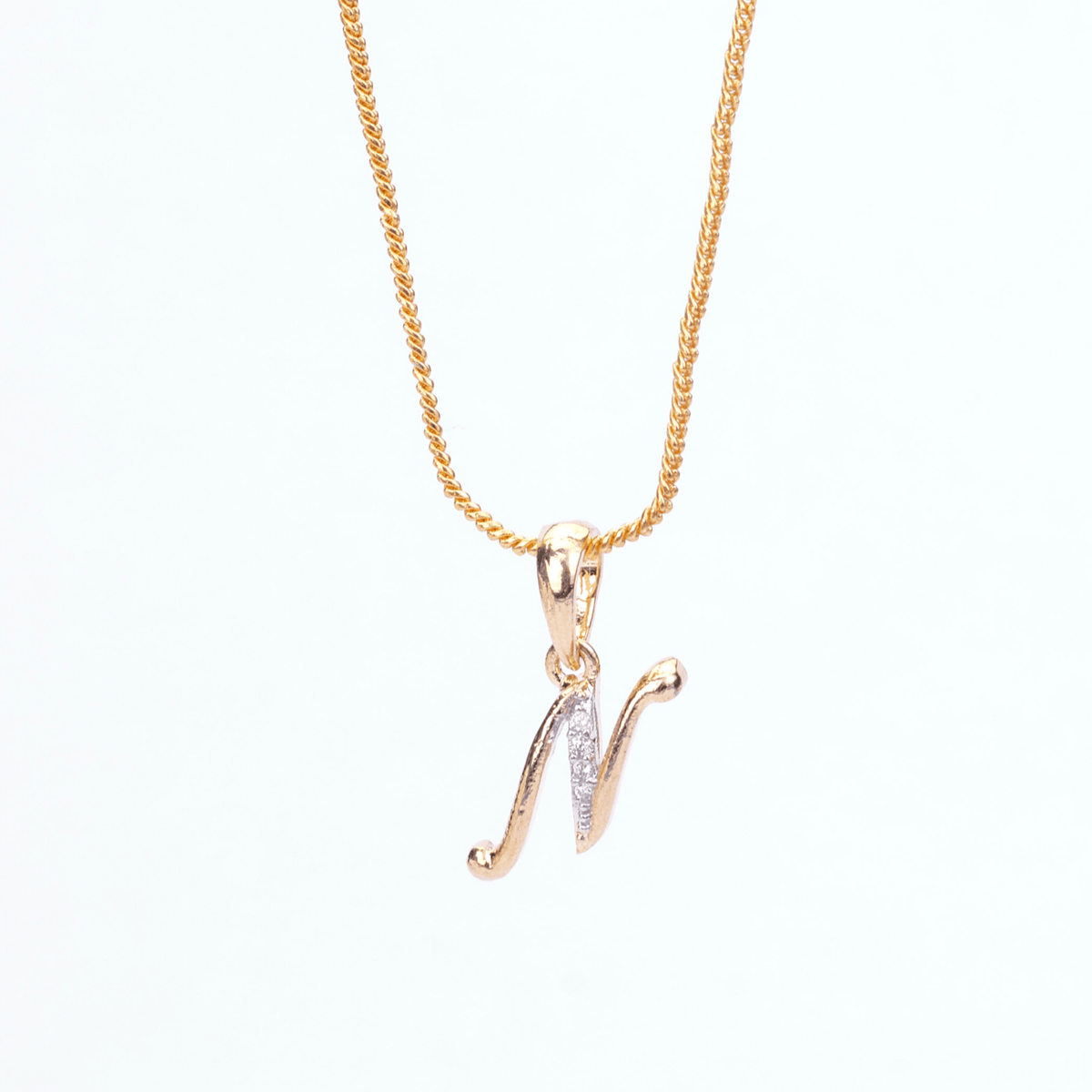 Opal Touch - Alphabet N Two Tone Locket with Chain (18