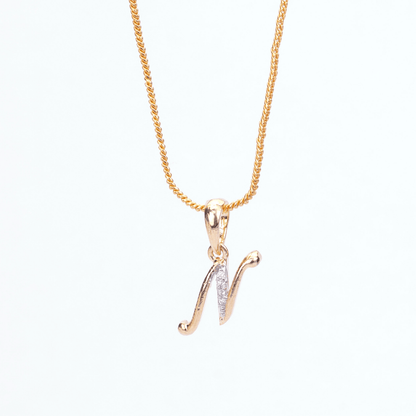 Opal Touch - Alphabet N Two Tone Locket with Chain (18") - Locket Set