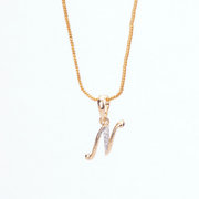 Opal Touch - Alphabet N Two Tone Locket with Chain (18") - Locket Set