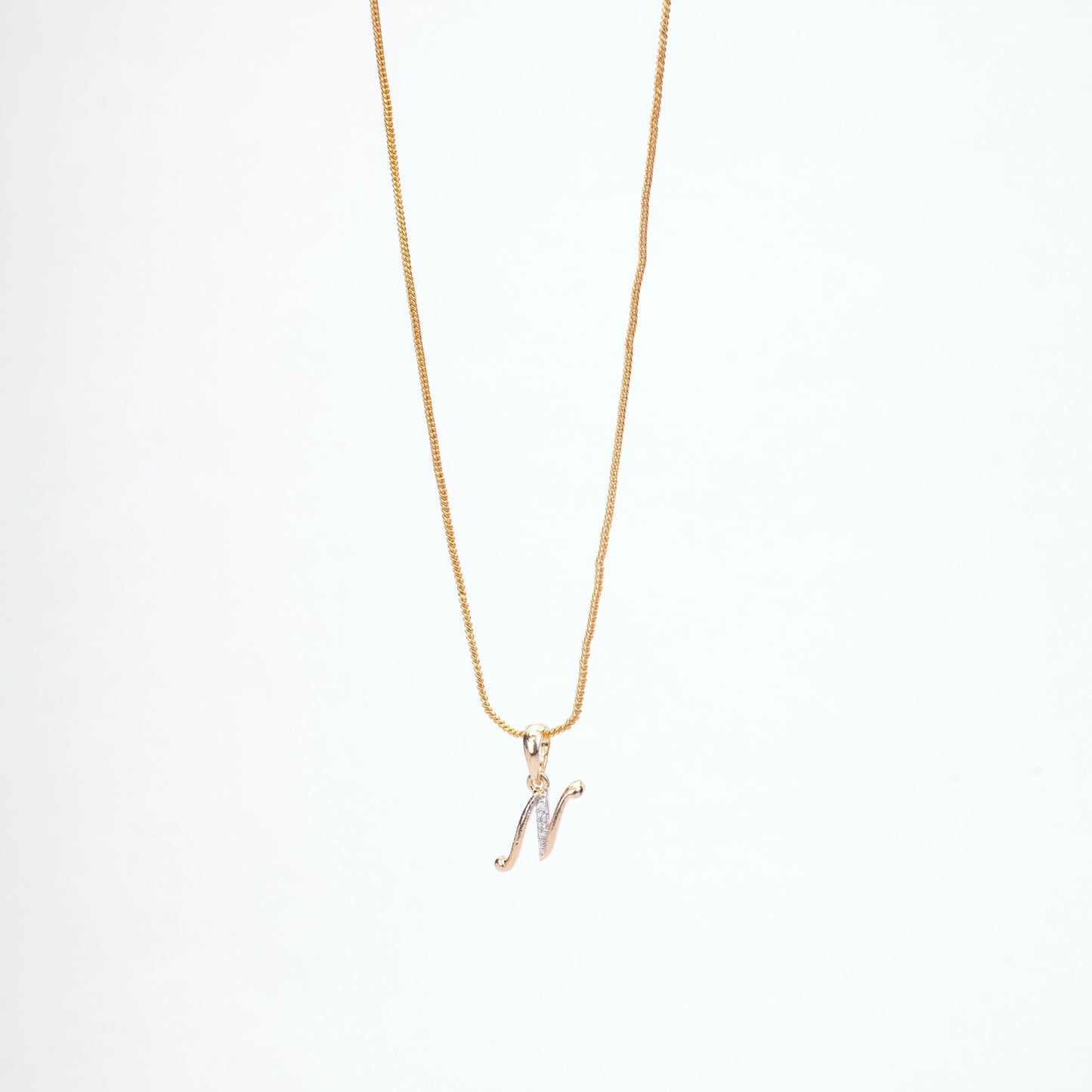 Opal Touch - Alphabet N Two Tone Locket with Chain (18") - Locket Set