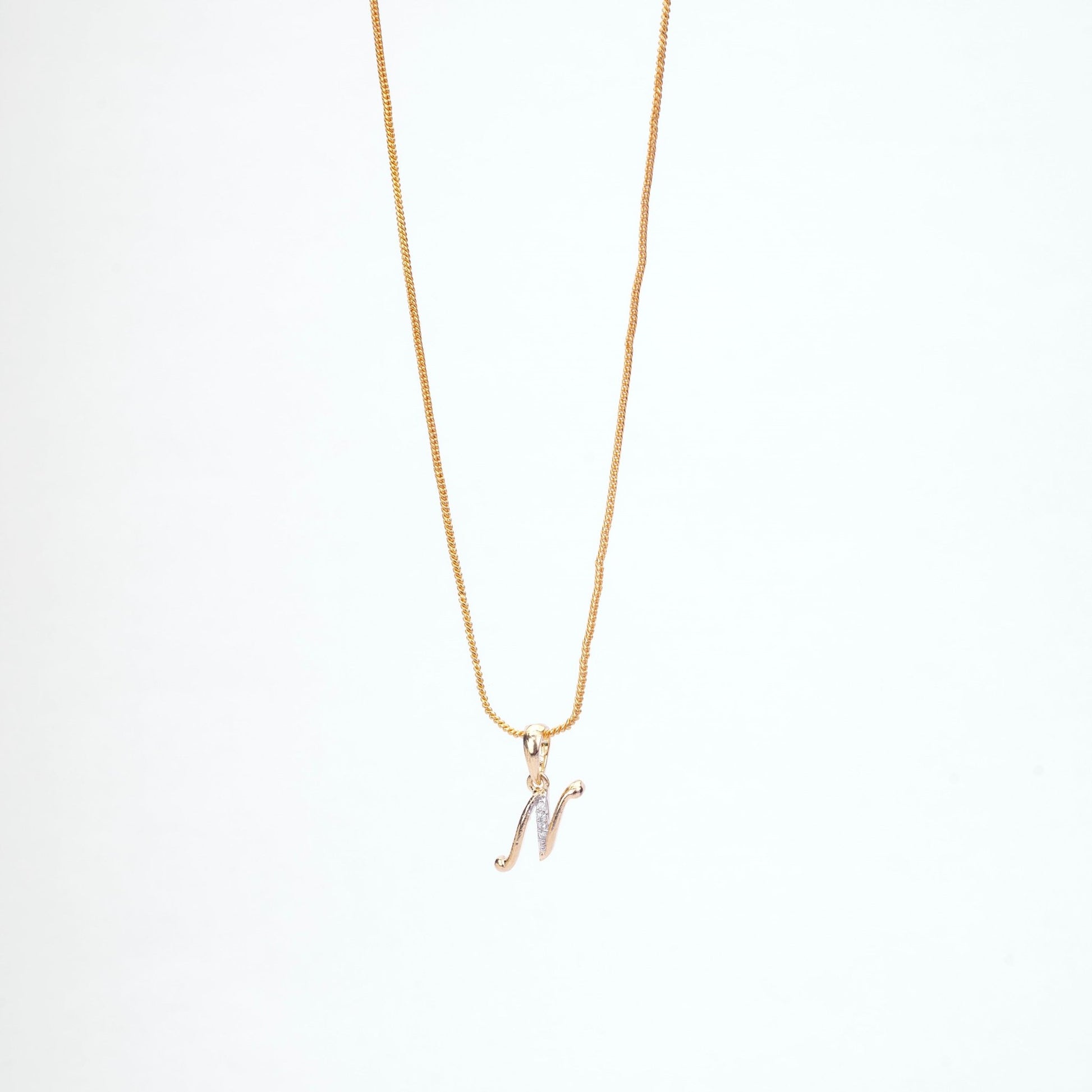 Opal Touch - Alphabet N Two Tone Locket with Chain (18") - Locket Set