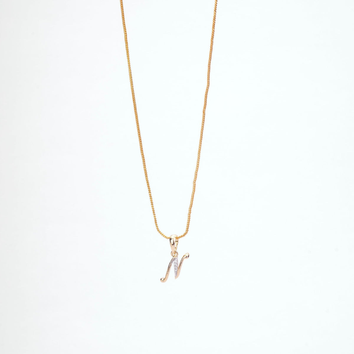 Opal Touch - Alphabet N Two Tone Locket with Chain (18