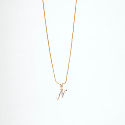 Opal Touch - Alphabet N Two Tone Locket with Chain (18") - Locket Set