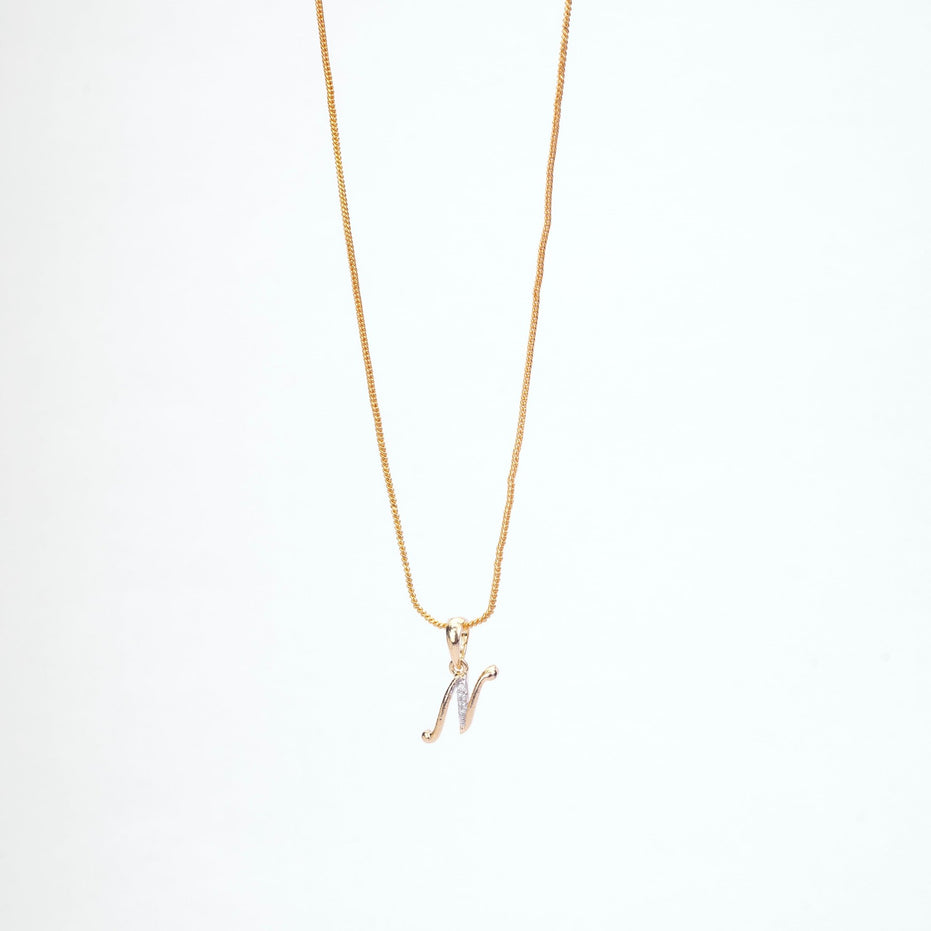 Opal Touch - Alphabet N Two Tone Locket with Chain (18") - Locket Set