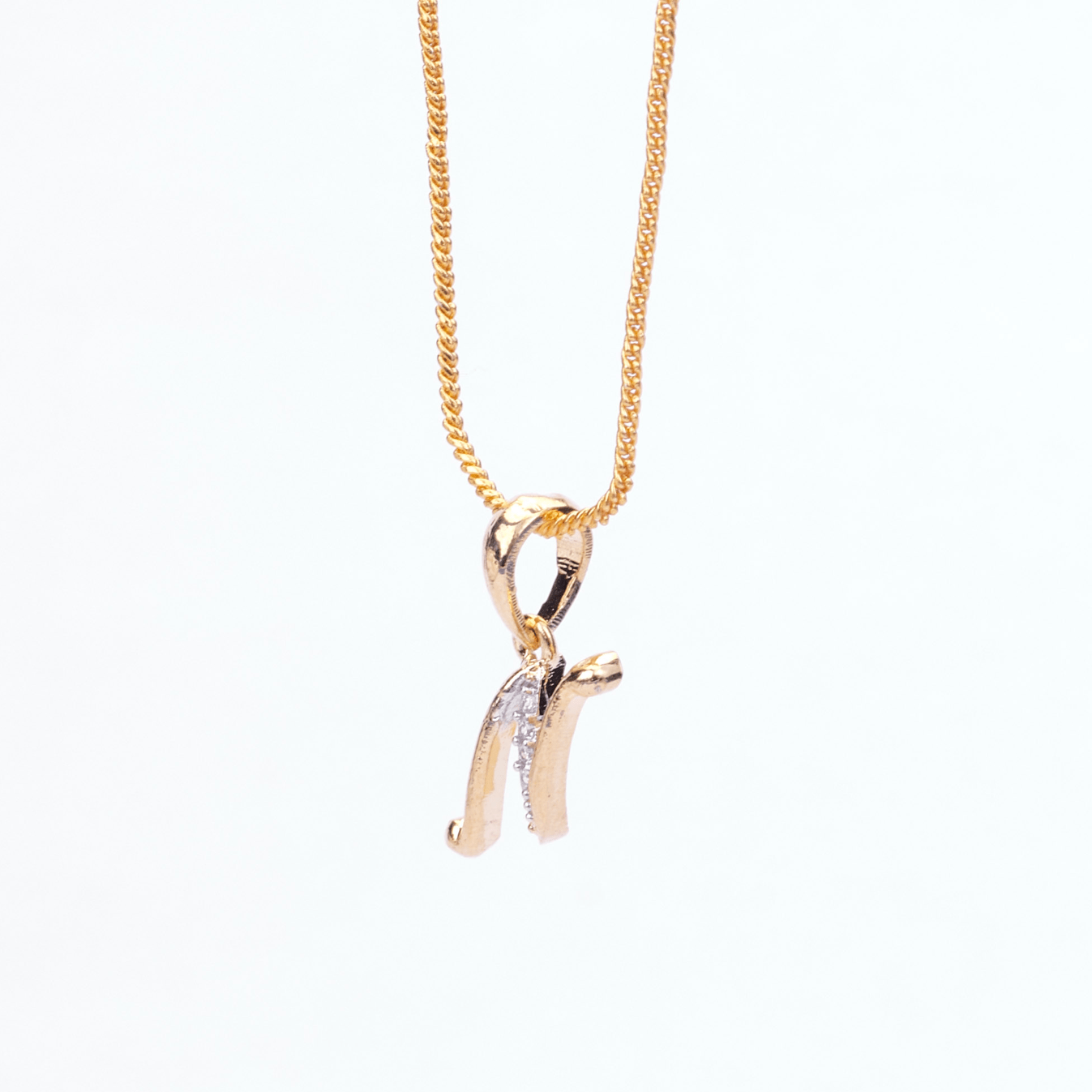 Opal Touch - Alphabet N Two Tone Locket with Chain (18") - Locket Set