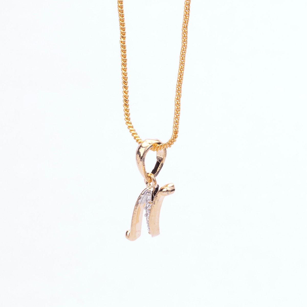 Opal Touch - Alphabet N Two Tone Locket with Chain (18