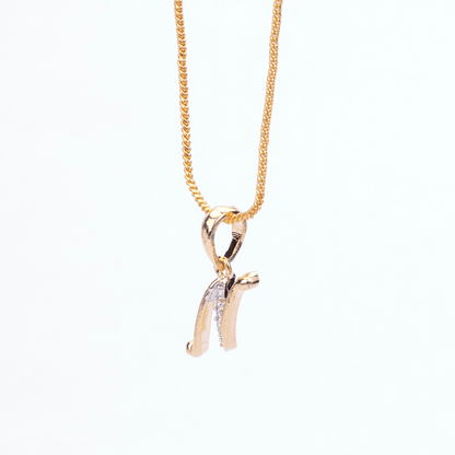 Opal Touch - Alphabet N Two Tone Locket with Chain (18") - Locket Set