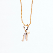 Opal Touch - Alphabet N Two Tone Locket with Chain (18") - Locket Set