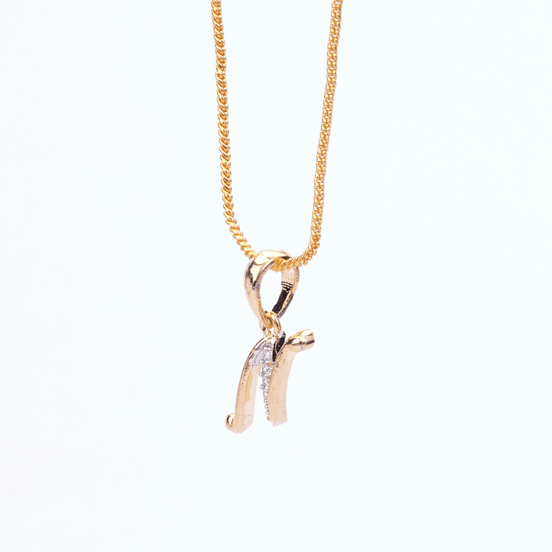 Opal Touch - Alphabet N Two Tone Locket with Chain (18") - Locket Set