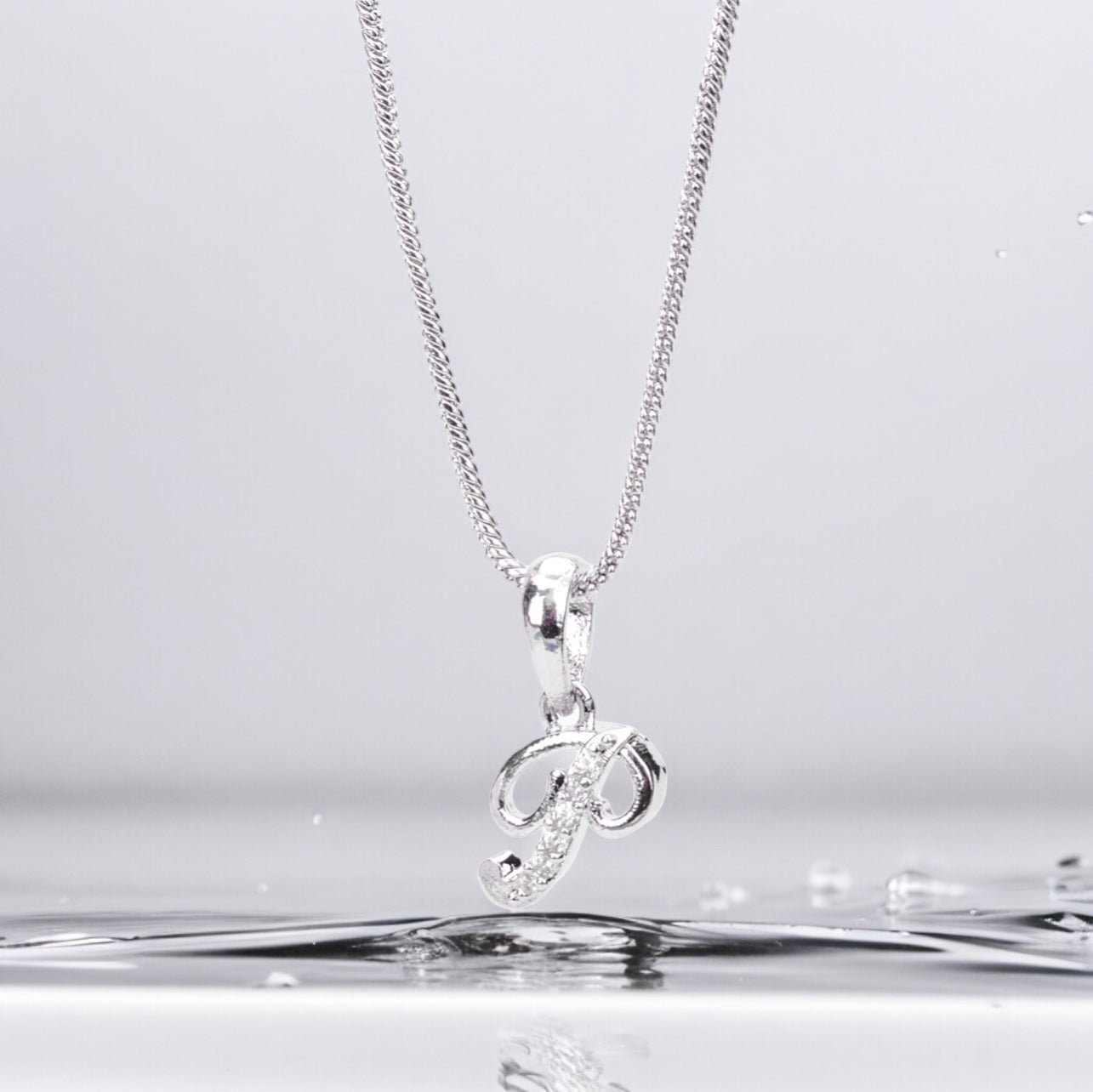 Opal Touch - Alphabet P Rhodium Locket with Chain (18