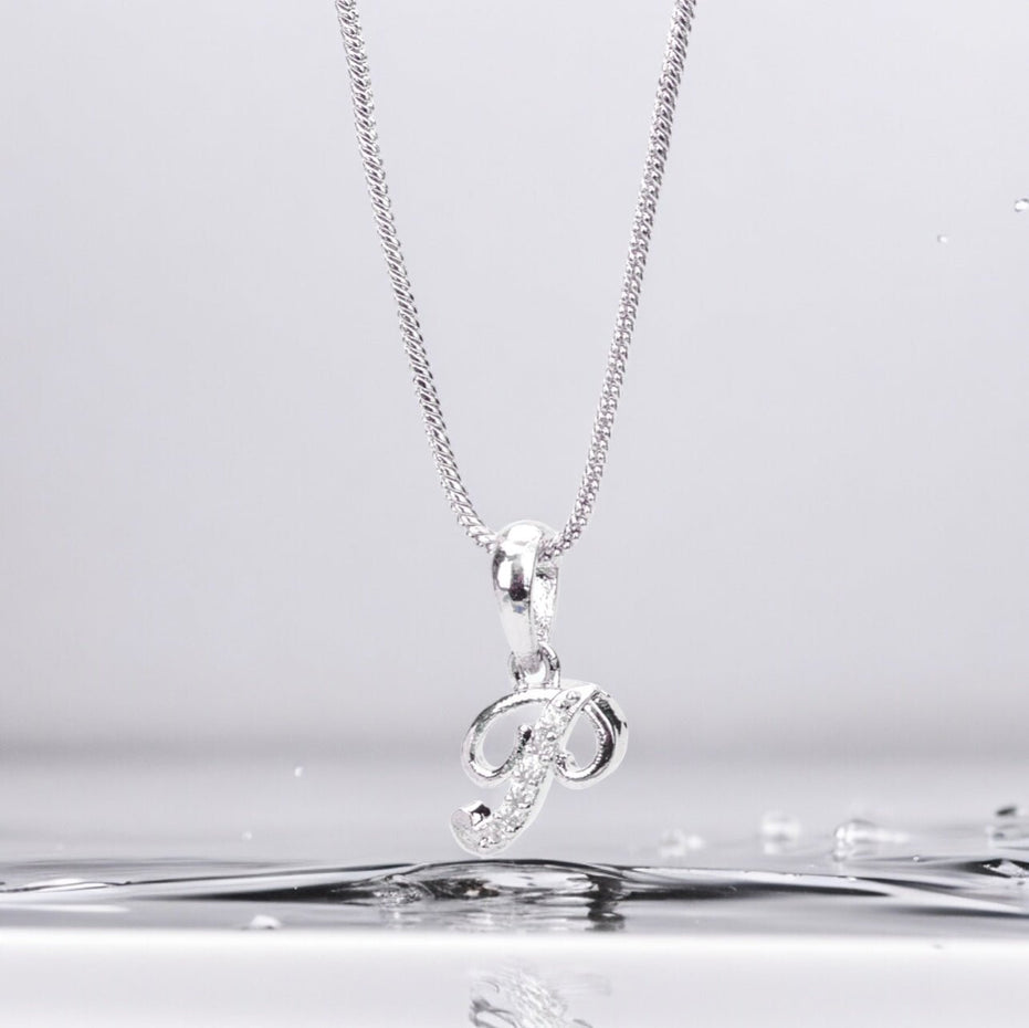 Opal Touch - Alphabet P Rhodium Locket with Chain (18") - Locket Set