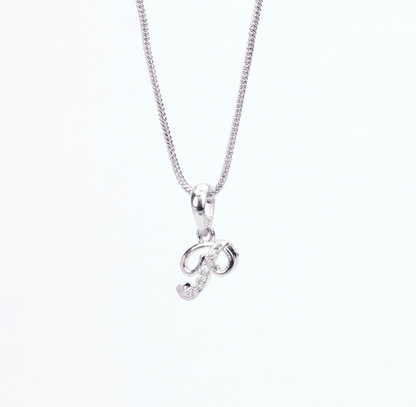 Opal Touch - Alphabet P Rhodium Locket with Chain (18") - Locket Set