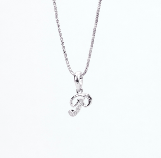 Opal Touch - Alphabet P Rhodium Locket with Chain (18") - Locket Set