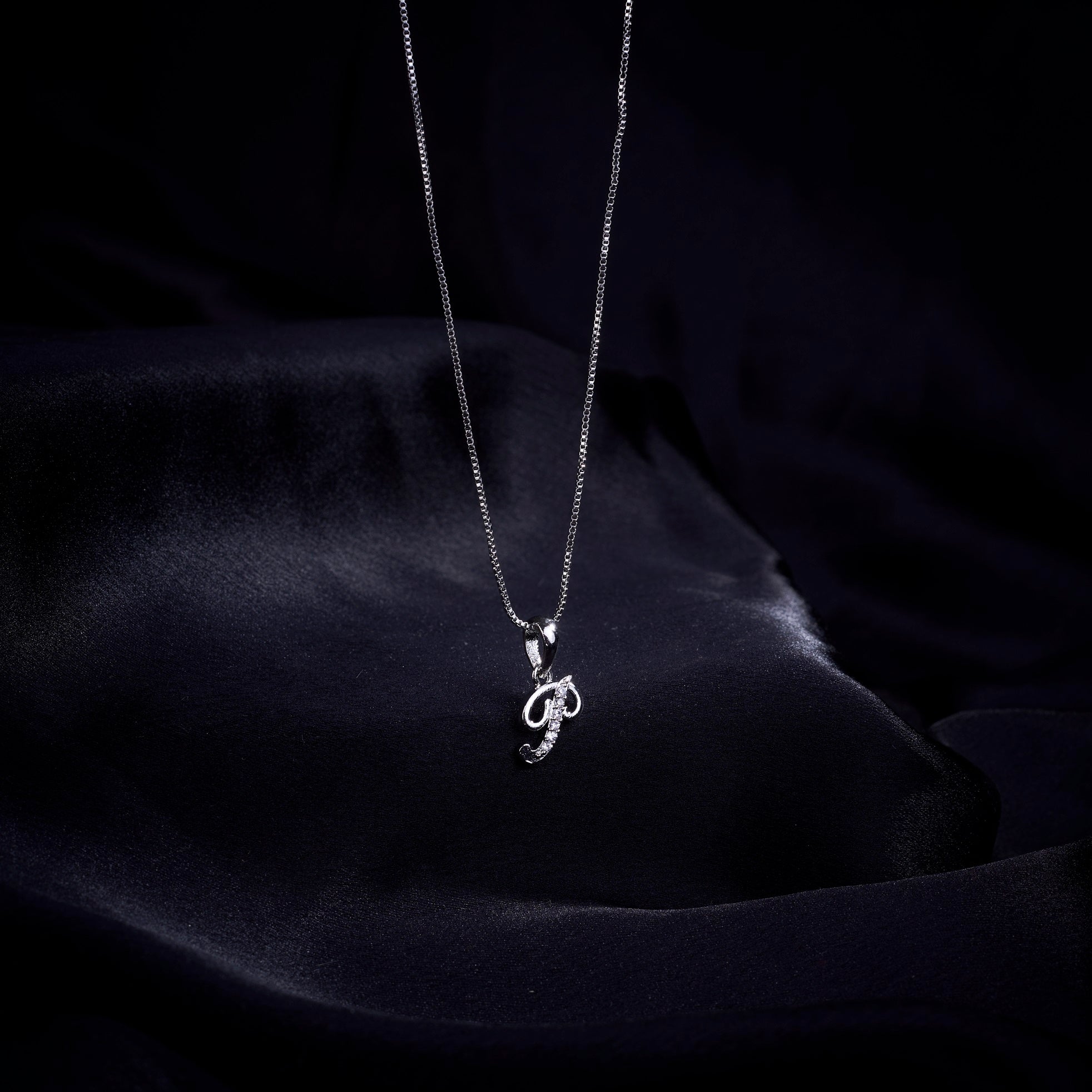 Opal Touch - Alphabet P Rhodium Locket with Chain (18