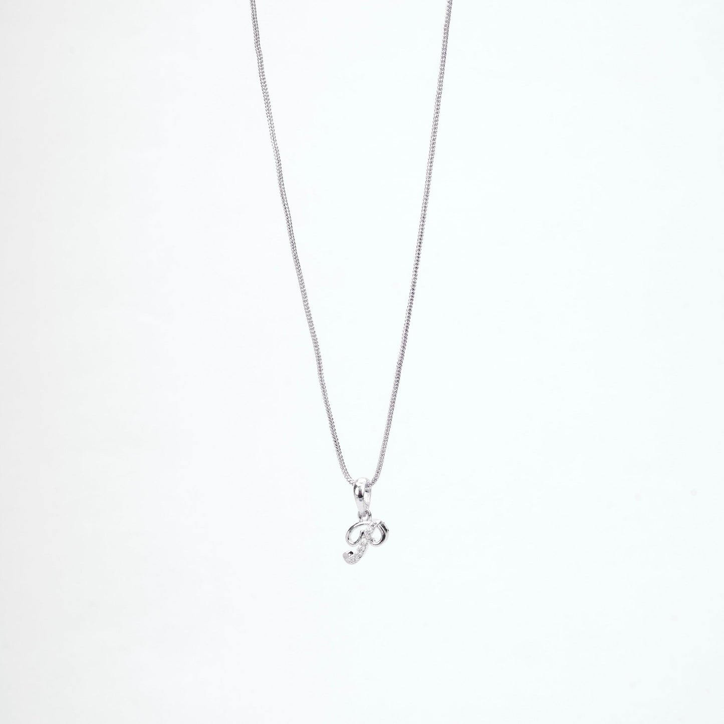 Opal Touch - Alphabet P Rhodium Locket with Chain (18") - Locket Set