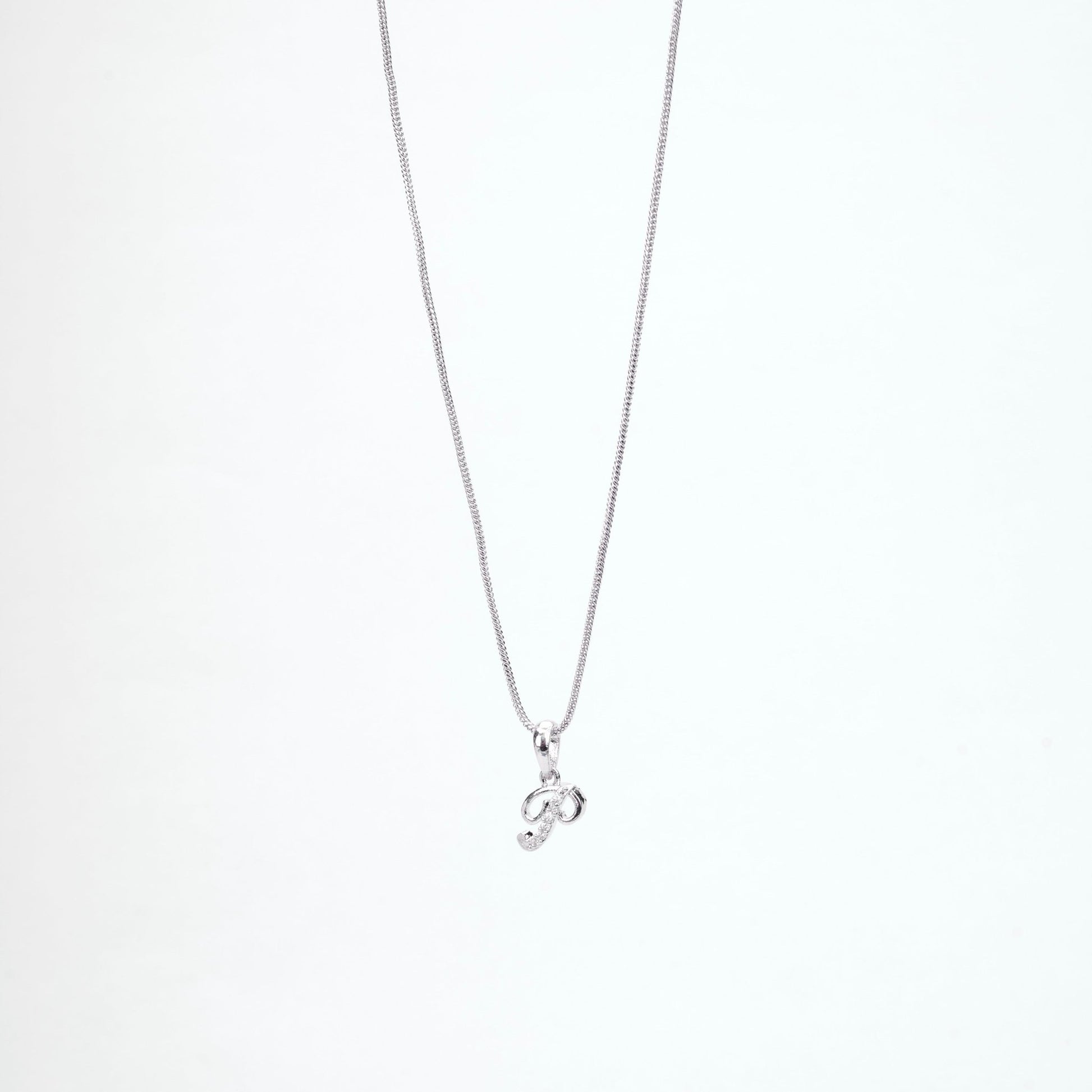 Opal Touch - Alphabet P Rhodium Locket with Chain (18") - Locket Set