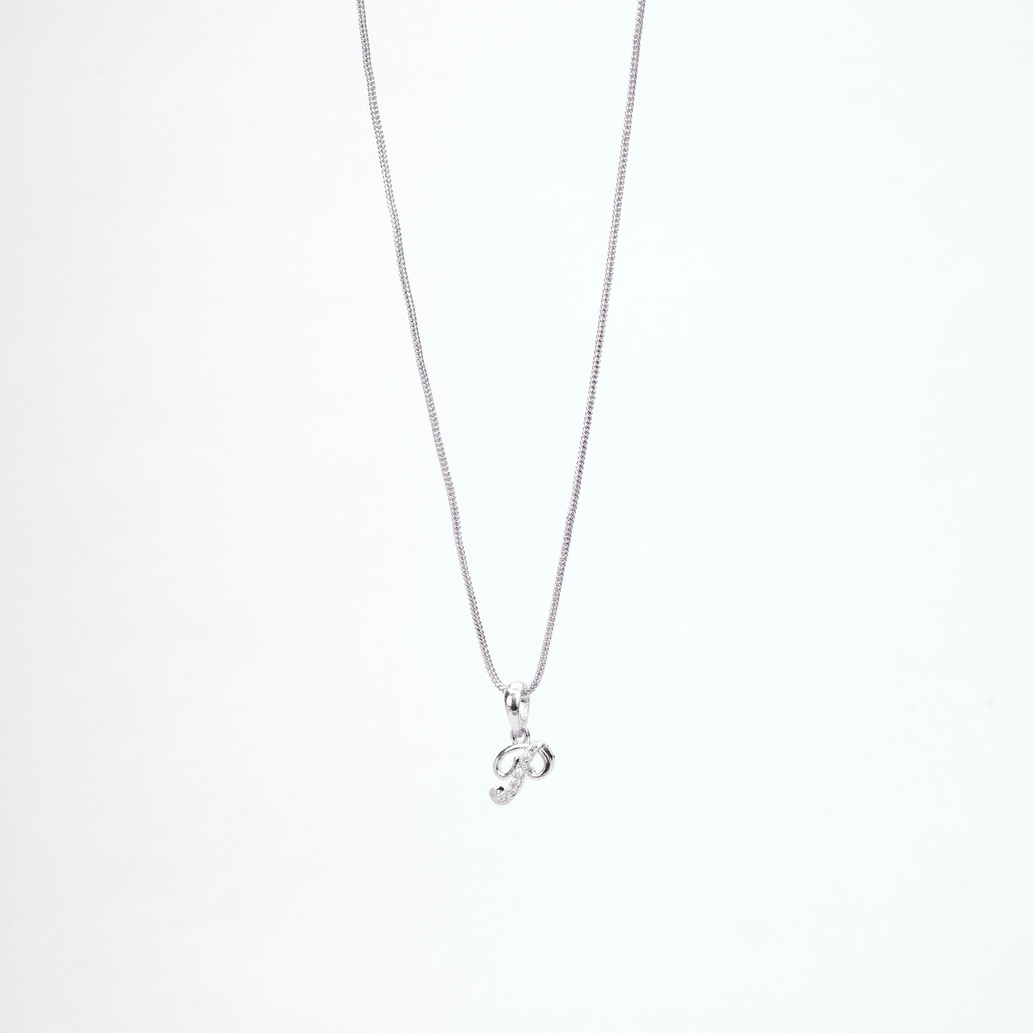 Opal Touch - Alphabet P Rhodium Locket with Chain (18