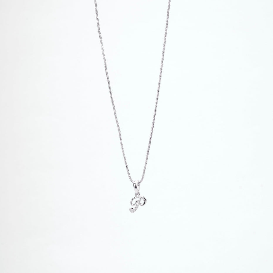 Opal Touch - Alphabet P Rhodium Locket with Chain (18") - Locket Set