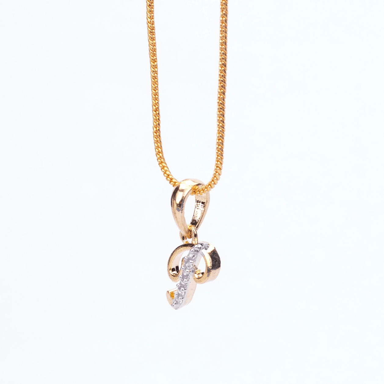 Opal Touch - Alphabet P Two Tone Locket with Chain (18