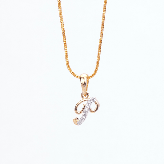 Opal Touch - Alphabet P Two Tone Locket with Chain (18") - Locket Set