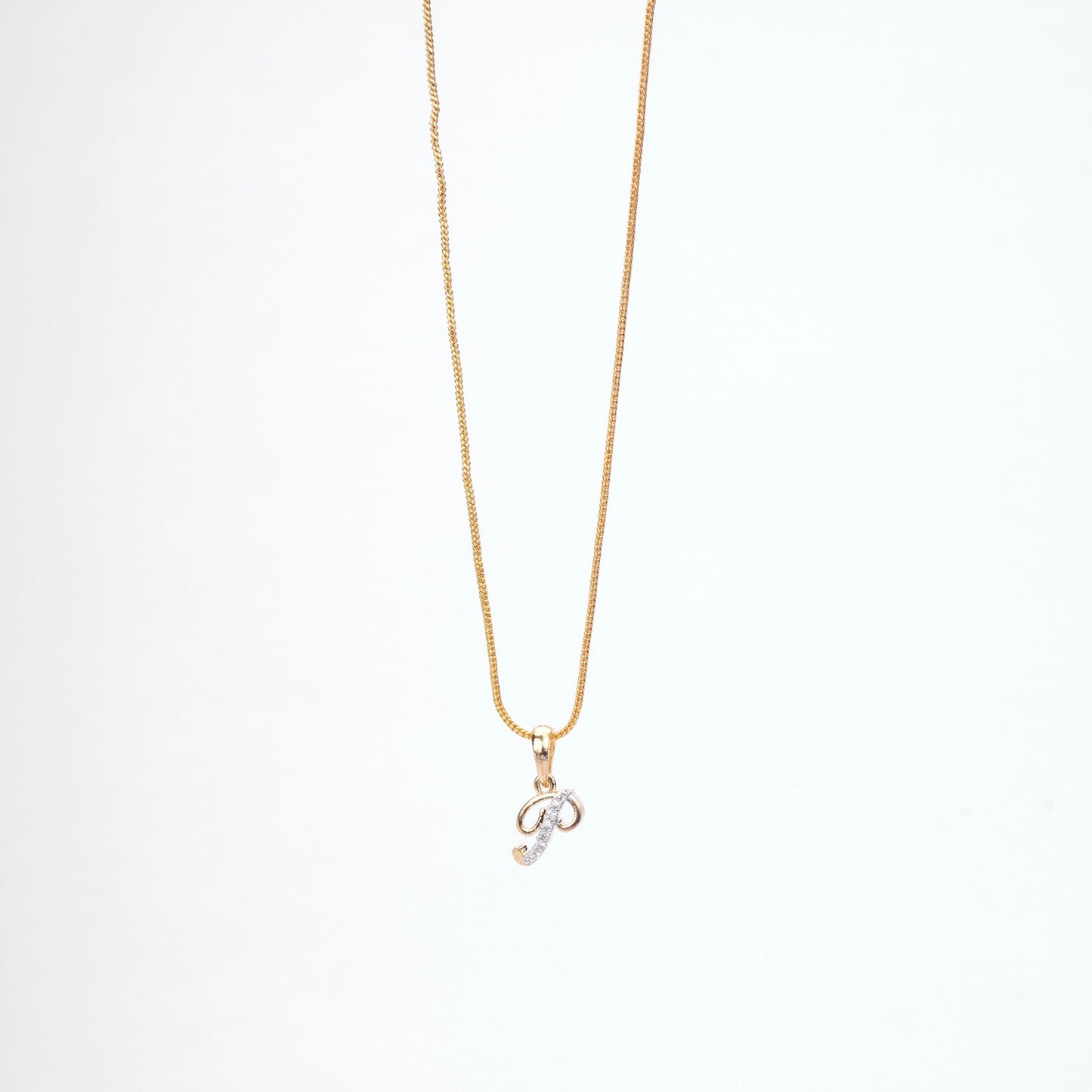 Opal Touch - Alphabet P Two Tone Locket with Chain (18") - Locket Set