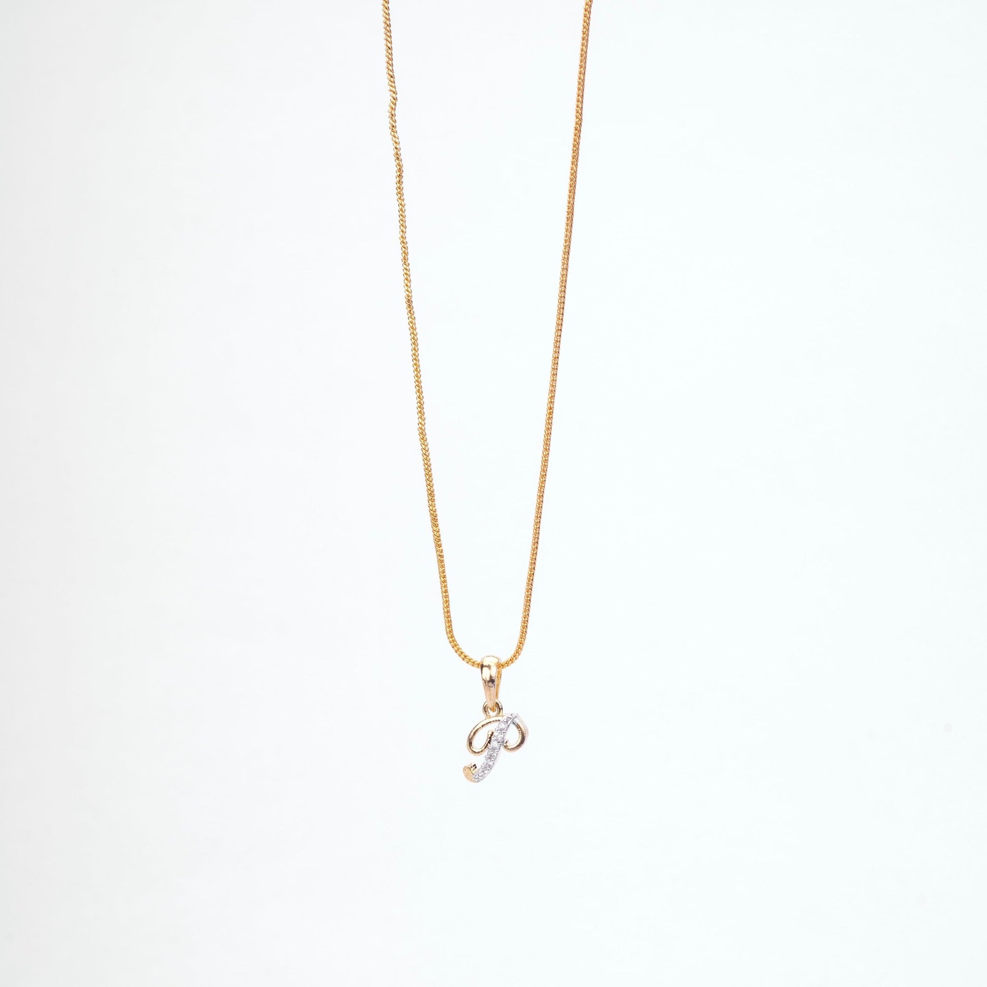 Opal Touch - Alphabet P Two Tone Locket with Chain (18") - Locket Set