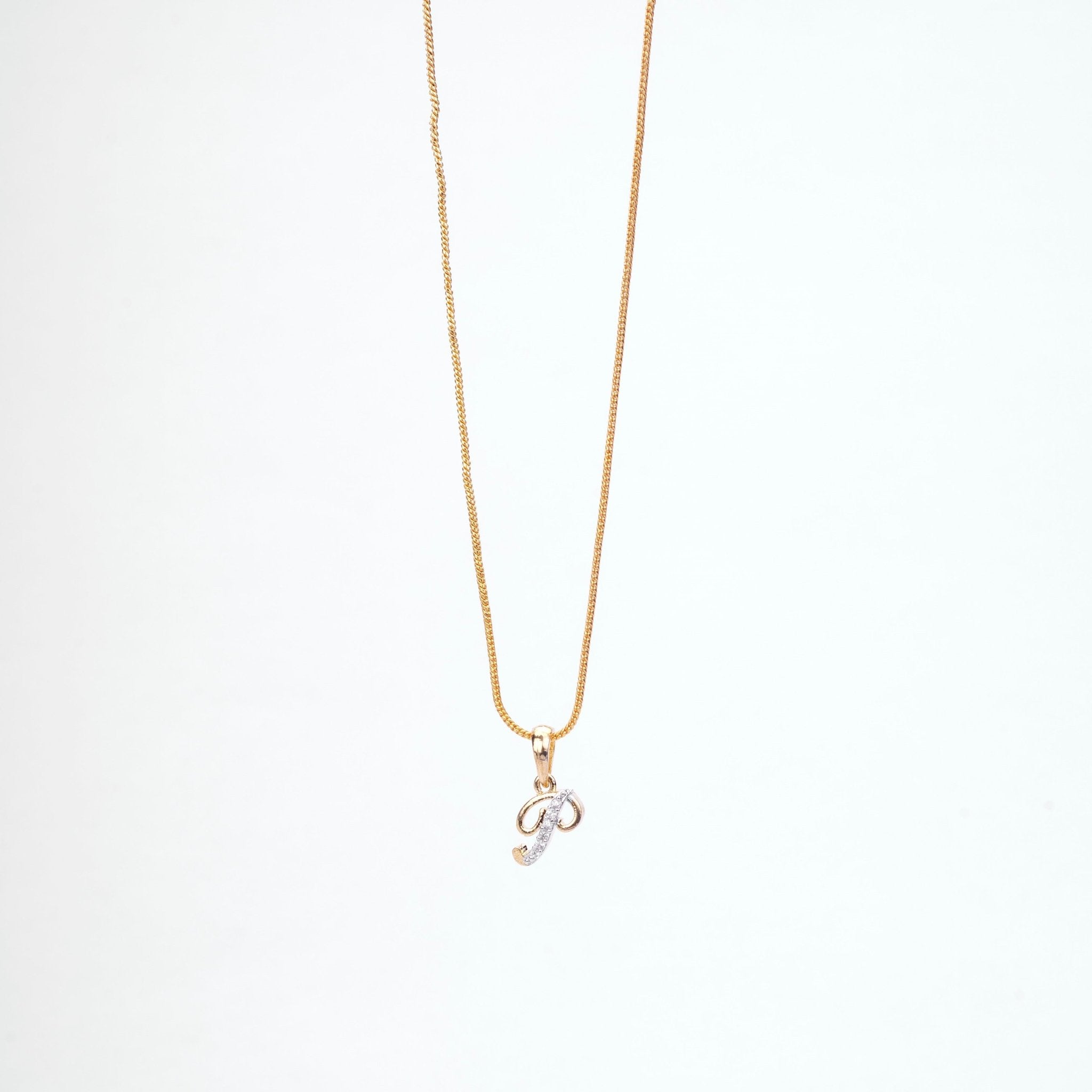 Opal Touch - Alphabet P Two Tone Locket with Chain (18