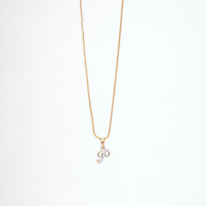 Opal Touch - Alphabet P Two Tone Locket with Chain (18") - Locket Set