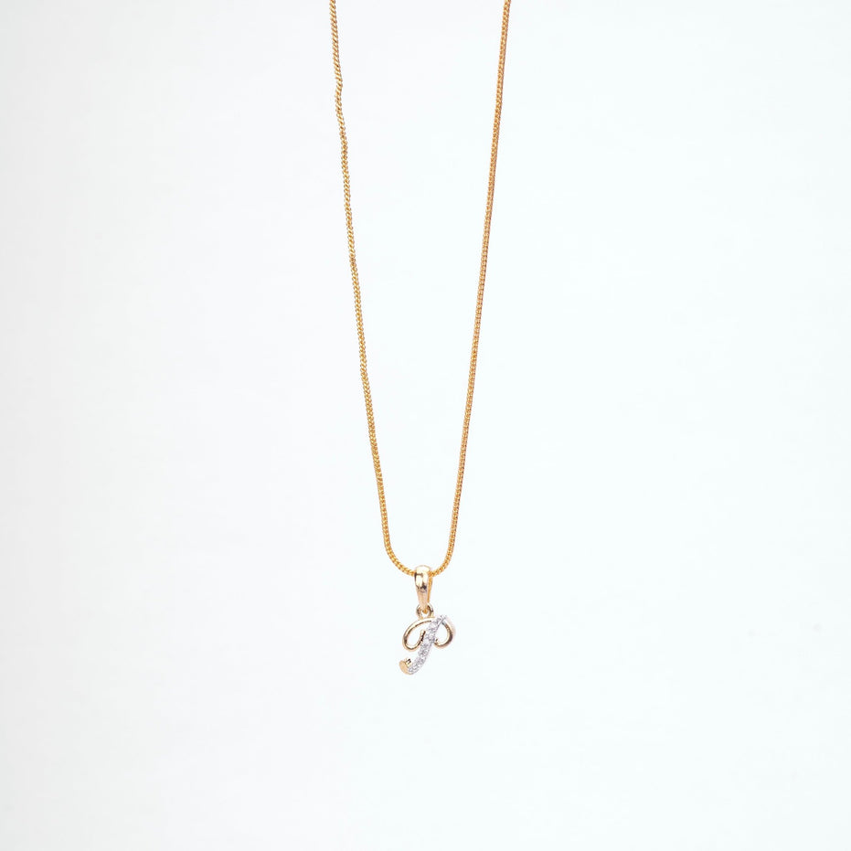 Opal Touch - Alphabet P Two Tone Locket with Chain (18") - Locket Set