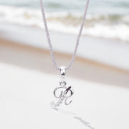 Opal Touch - Alphabet R Rhodium Locket with Chain (18
