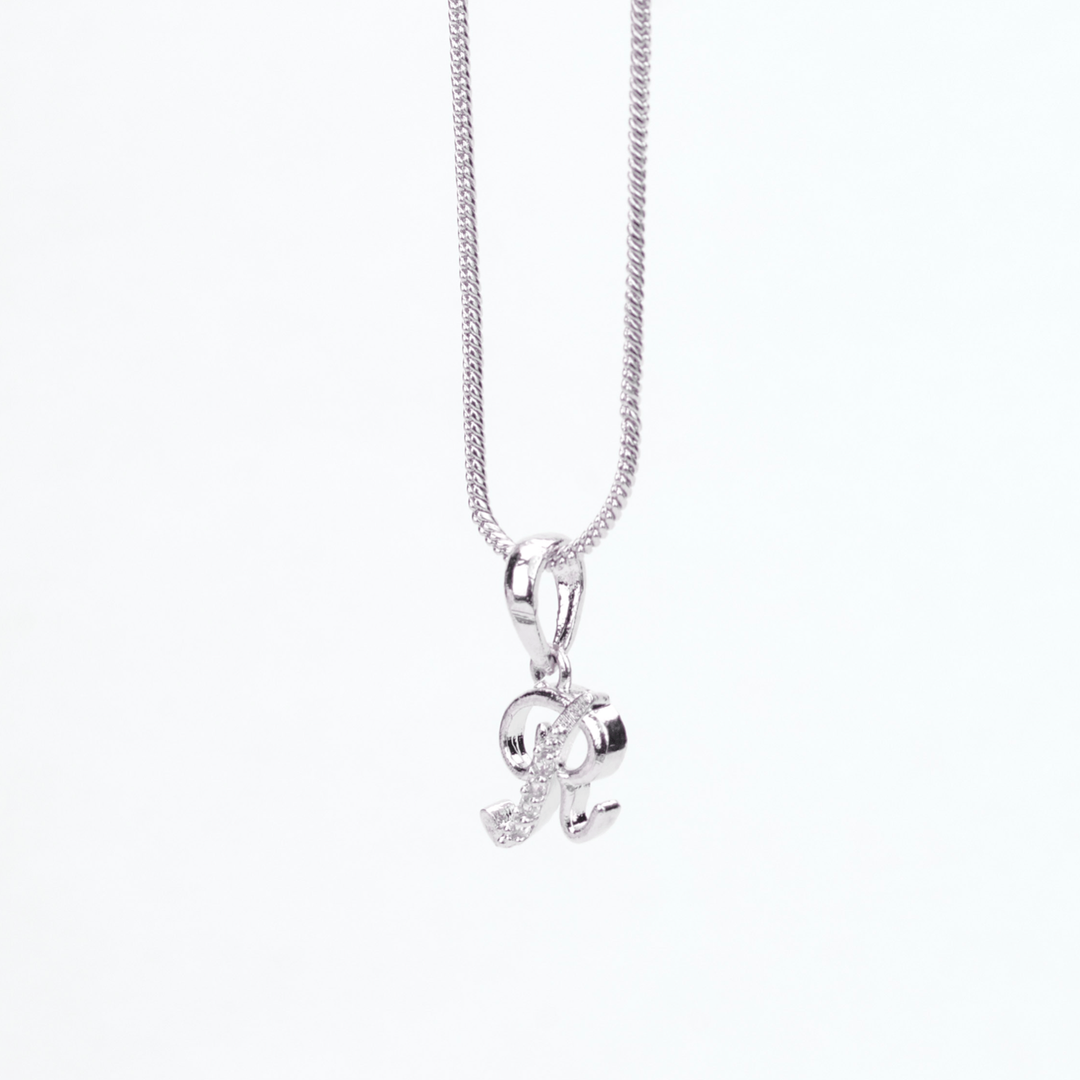 Opal Touch - Alphabet R Rhodium Locket with Chain (18