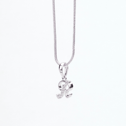 Opal Touch - Alphabet R Rhodium Locket with Chain (18") - Locket Set
