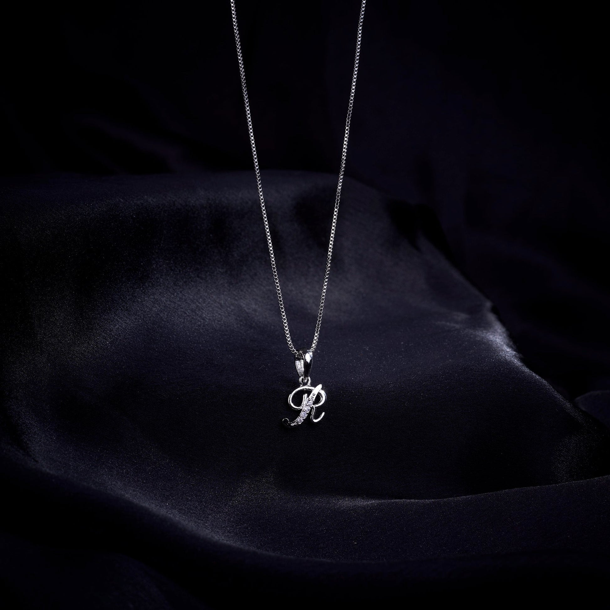 Opal Touch - Alphabet R Rhodium Locket with Chain (18") - Locket Set