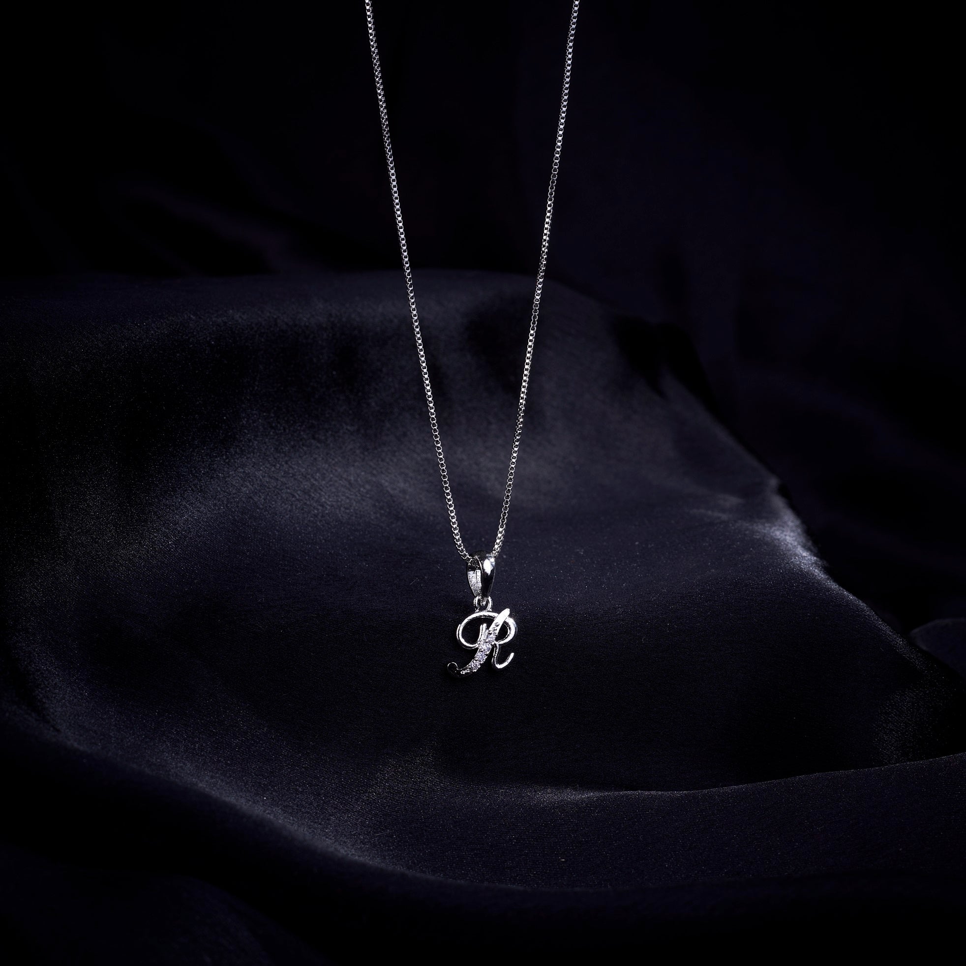 Opal Touch - Alphabet R Rhodium Locket with Chain (18