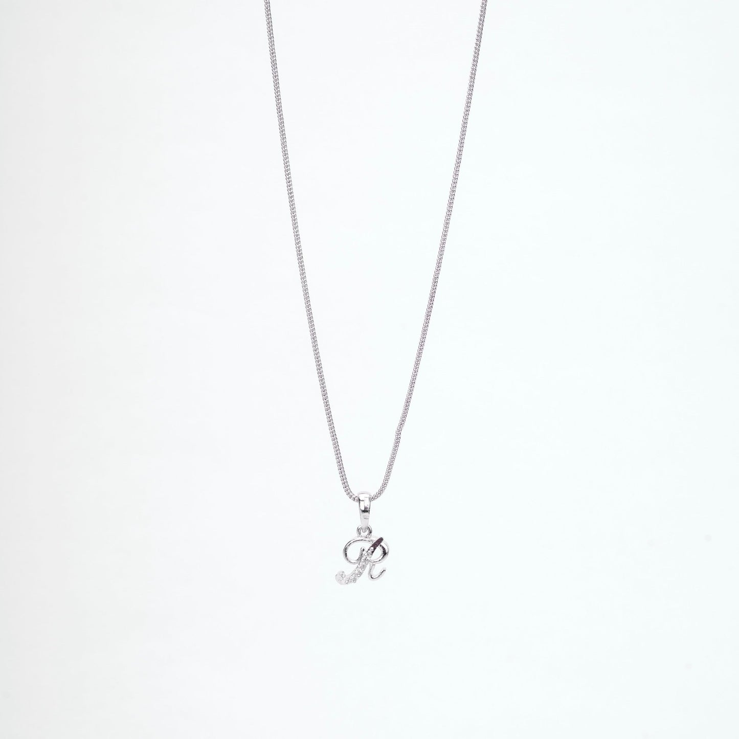 Opal Touch - Alphabet R Rhodium Locket with Chain (18") - Locket Set