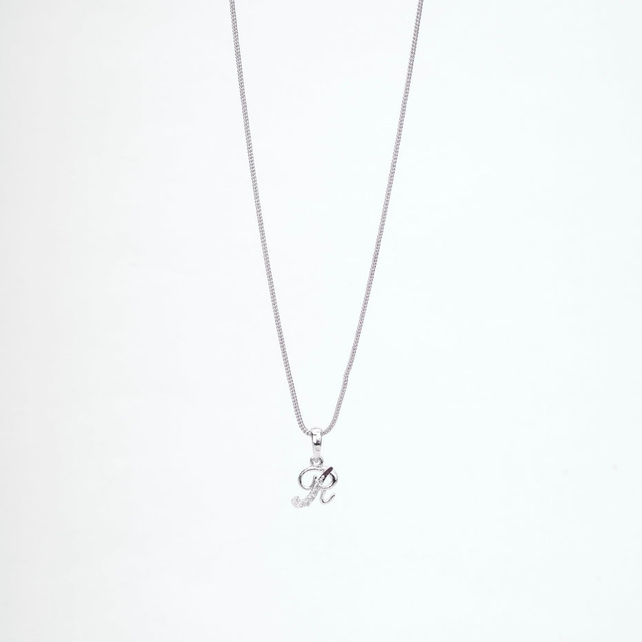 Opal Touch - Alphabet R Rhodium Locket with Chain (18") - Locket Set
