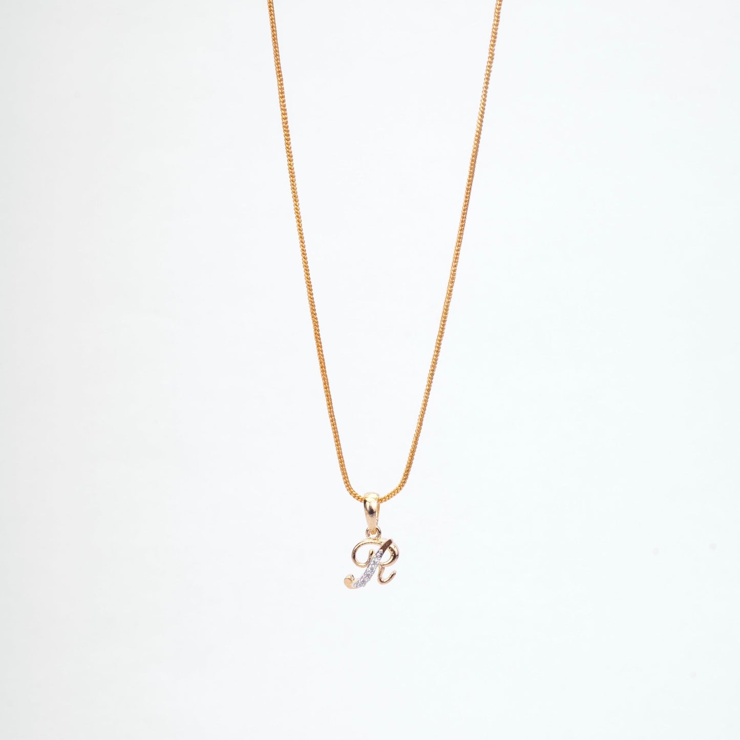 Opal Touch - Alphabet R Two Tone Locket with Chain (18") - Locket Set