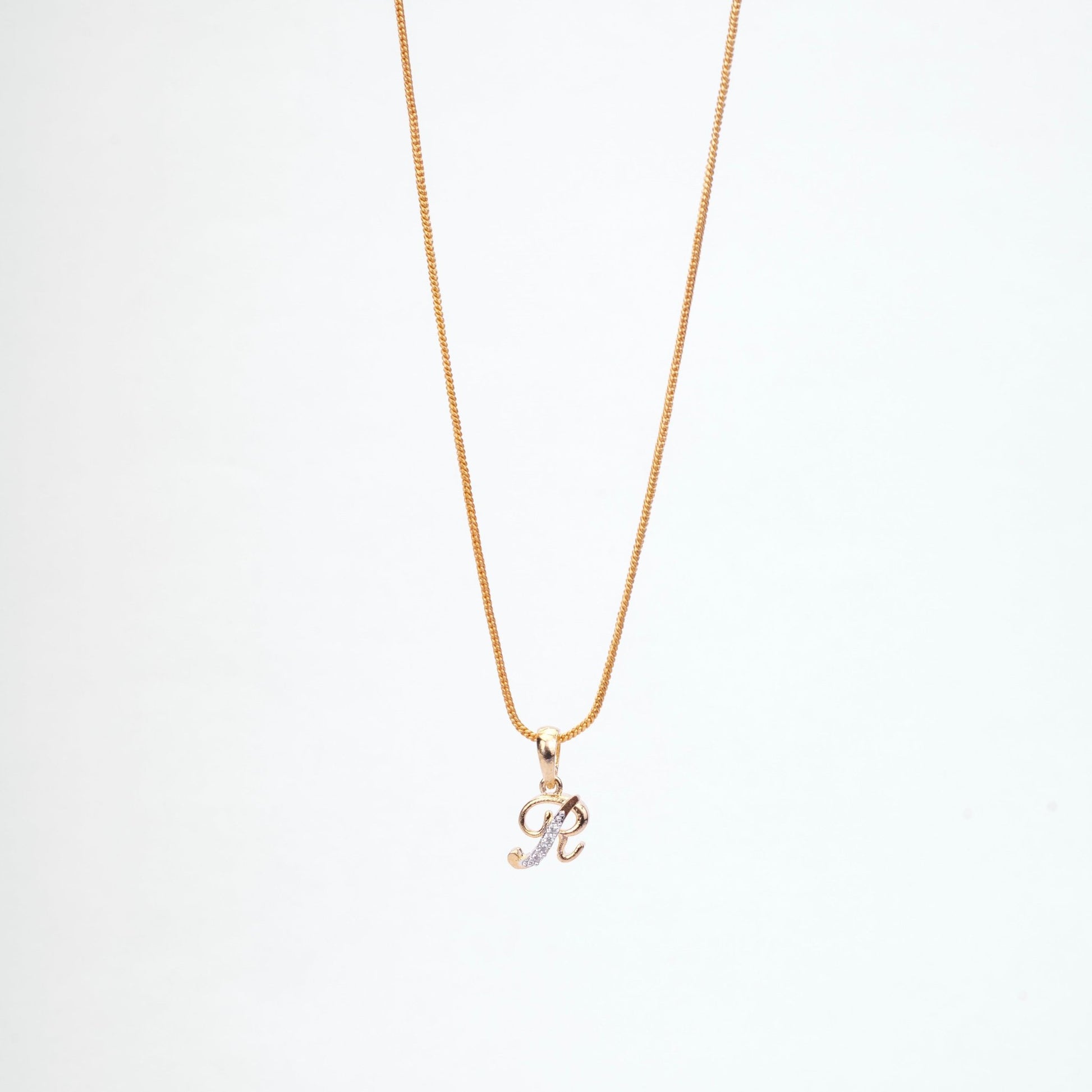 Opal Touch - Alphabet R Two Tone Locket with Chain (18") - Locket Set