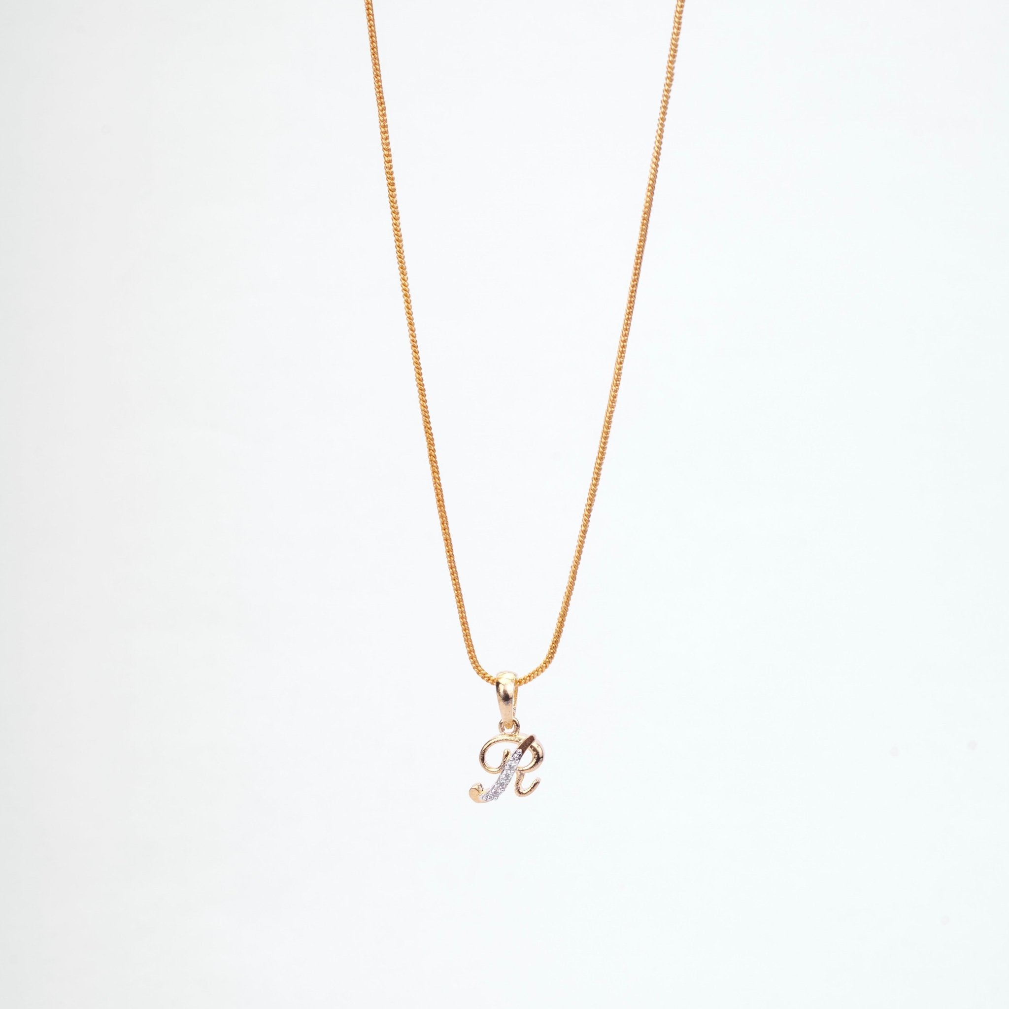 Opal Touch - Alphabet R Two Tone Locket with Chain (18
