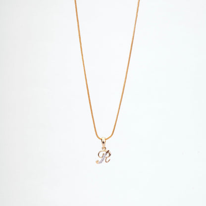 Opal Touch - Alphabet R Two Tone Locket with Chain (18") - Locket Set