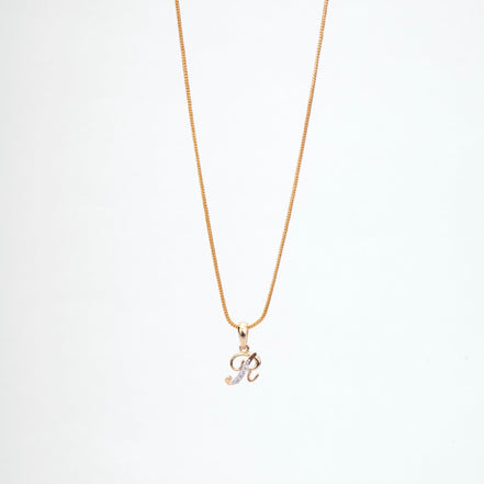 Opal Touch - Alphabet R Two Tone Locket with Chain (18") - Locket Set