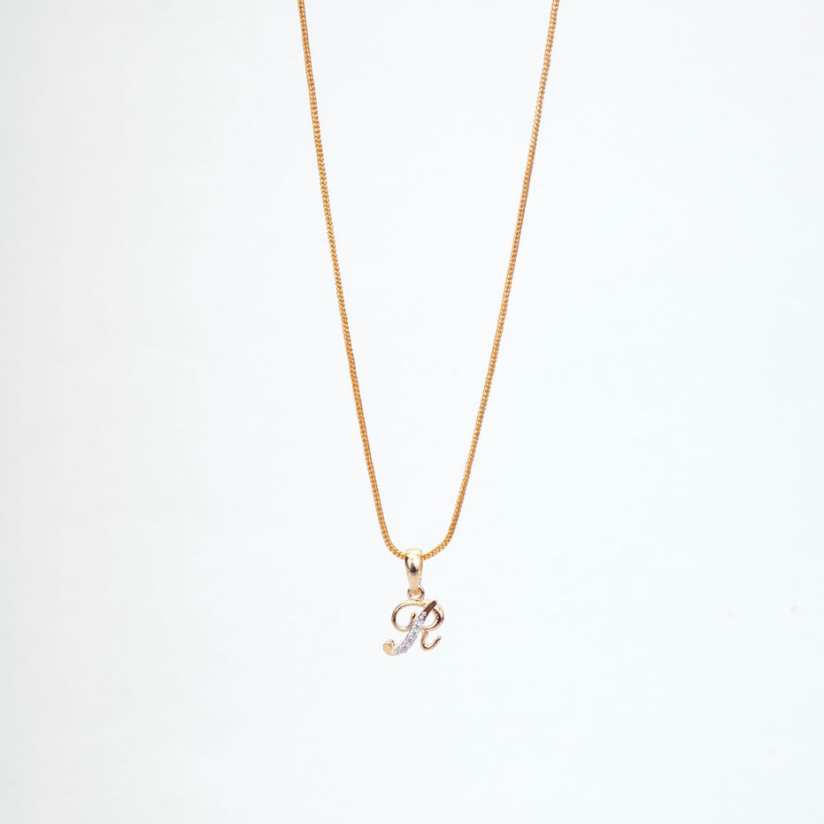 Opal Touch - Alphabet R Two Tone Locket with Chain (18") - Locket Set