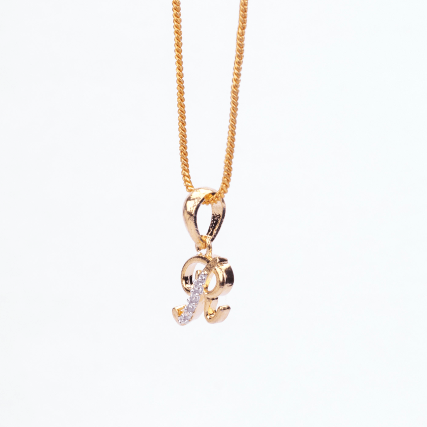 Opal Touch - Alphabet R Two Tone Locket with Chain (18
